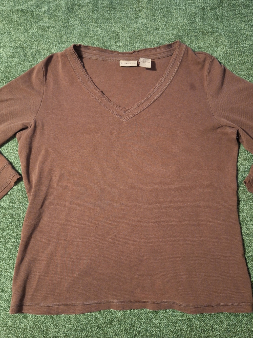 Vintage Brown 3/4 Sleeve V-Neck Top